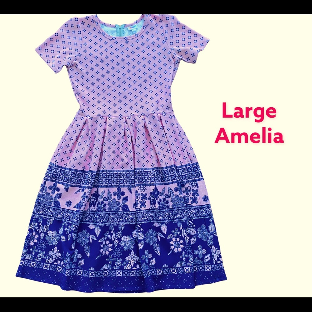 LuLaRoe Asymmetrical Dress in Pink and Blue